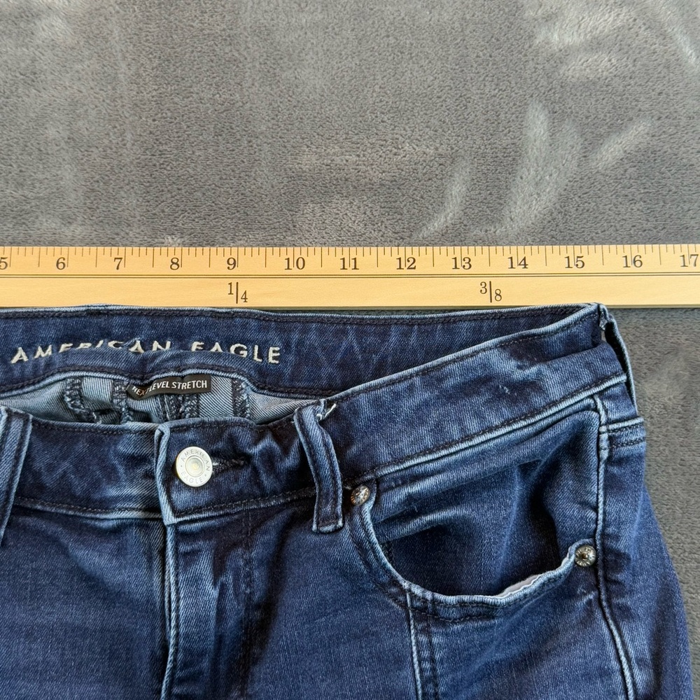 American Eagle Women's Jeans Size 12 Festival Flare Split Hem High Rise Stretch - Picture 6 of 10